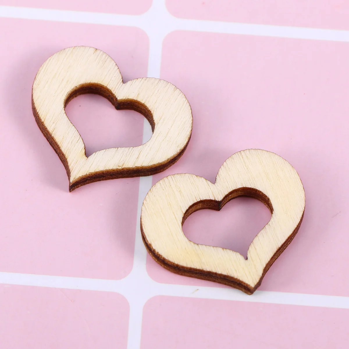 100 قطعة أزرار خشبية مجوفة على شكل قلب ناعمة على كلا الجانبين لسكرابوكينغ الزفاف Crafts بها بنفسك الحرف الزينة العلامات الزينة #3