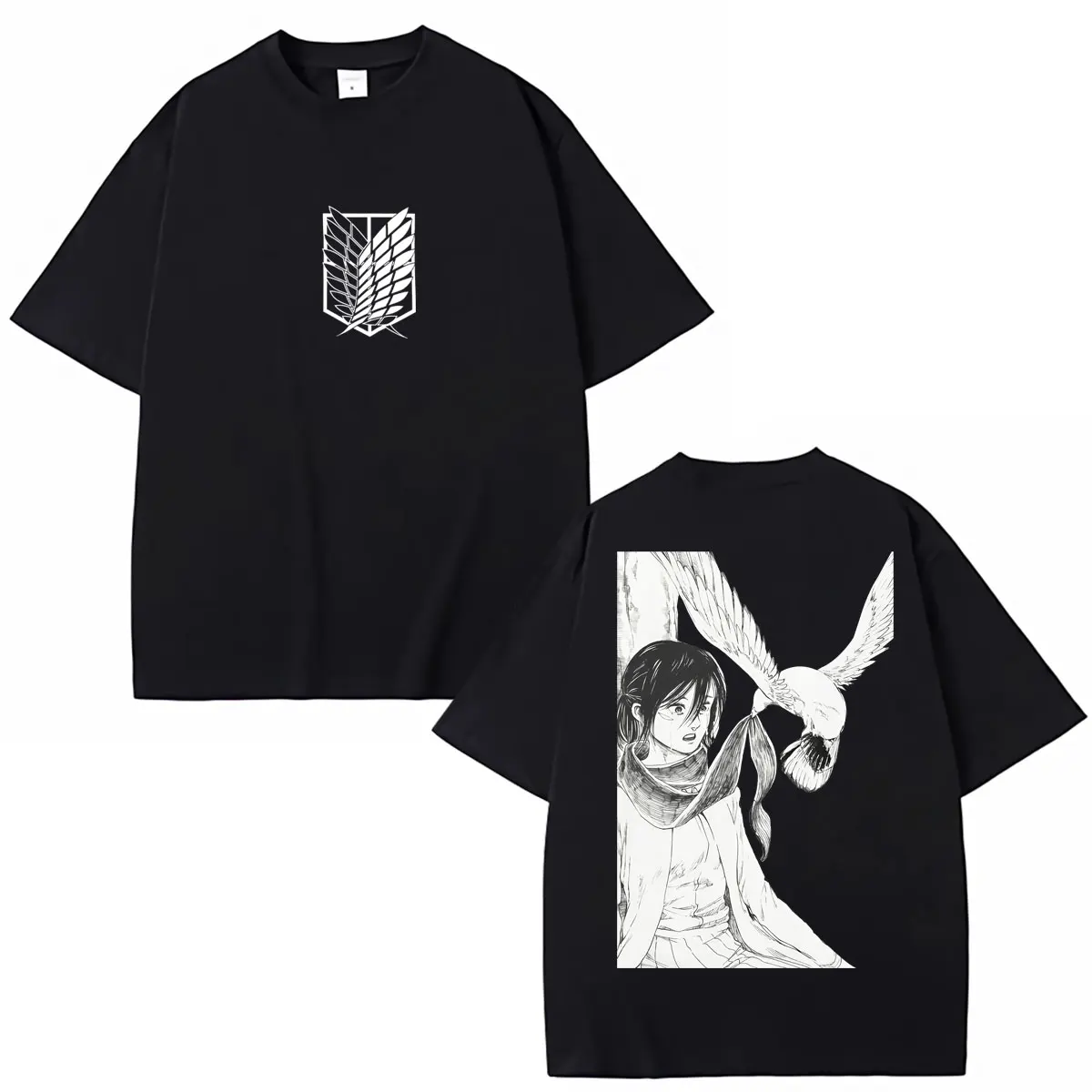 camiseta-vintage-anime-attack-on-titan-mikasa-ackerman-eren-jaeger-manga-t-shirts-masculina-feminina-oversized-de-algodao-streetwear