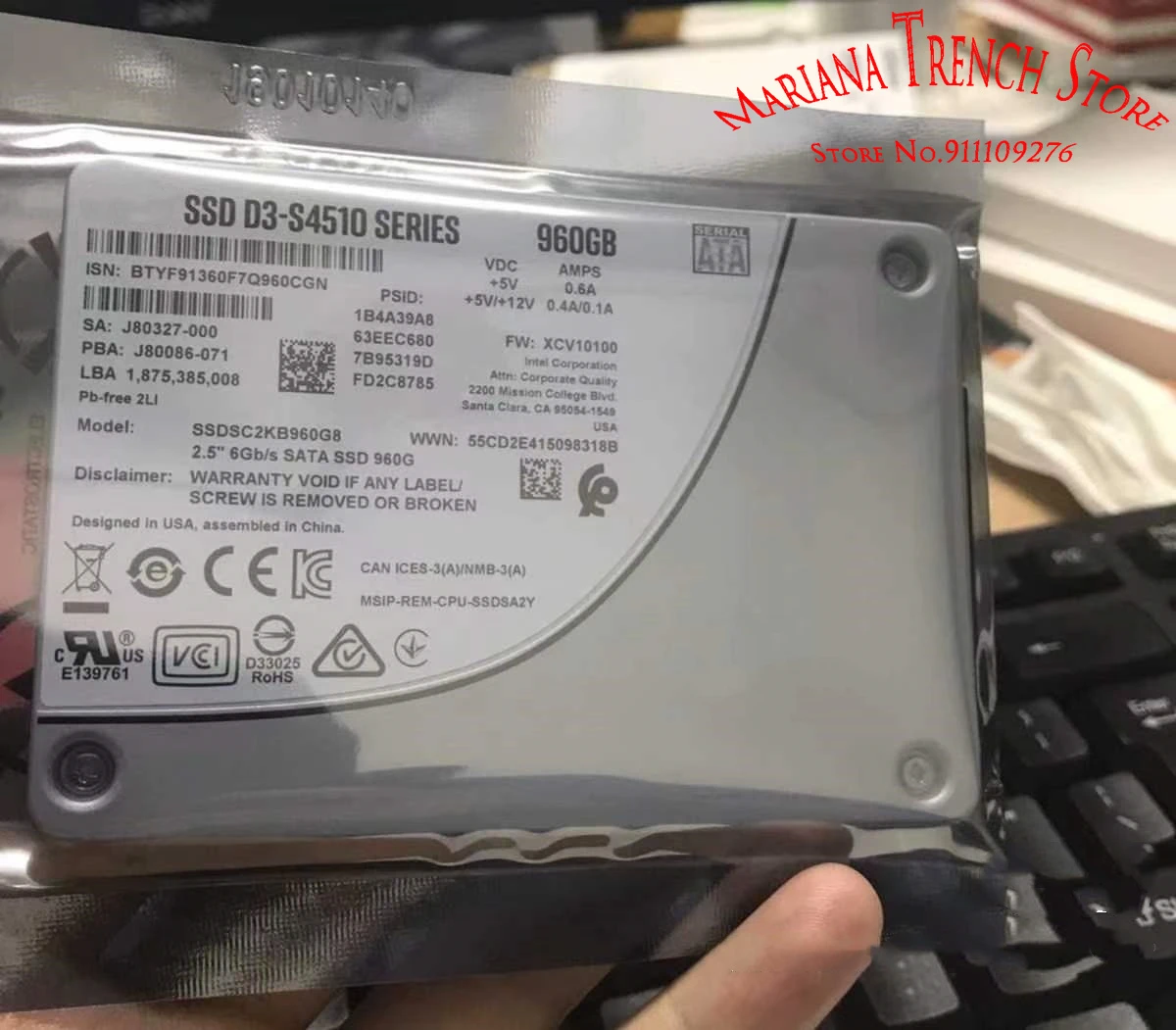 2.5 "6 gb/s sata ssd 960g para intel ssd d3 s4510 série 960gb