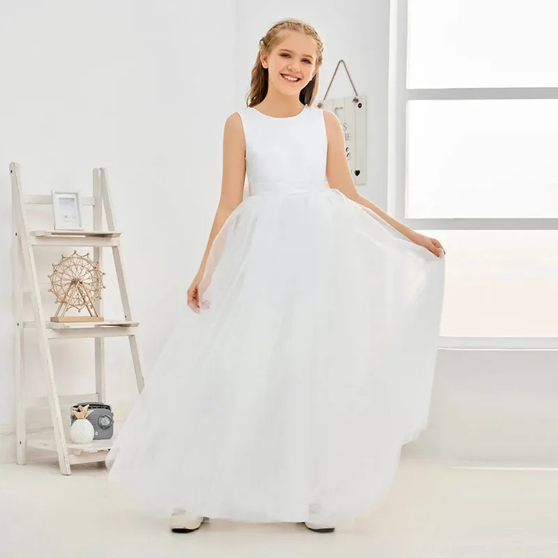 

white Flower Girl dress Can bespoke tulle backless bridesmaid elegant prom princess birthday communion party formaloccasion gown