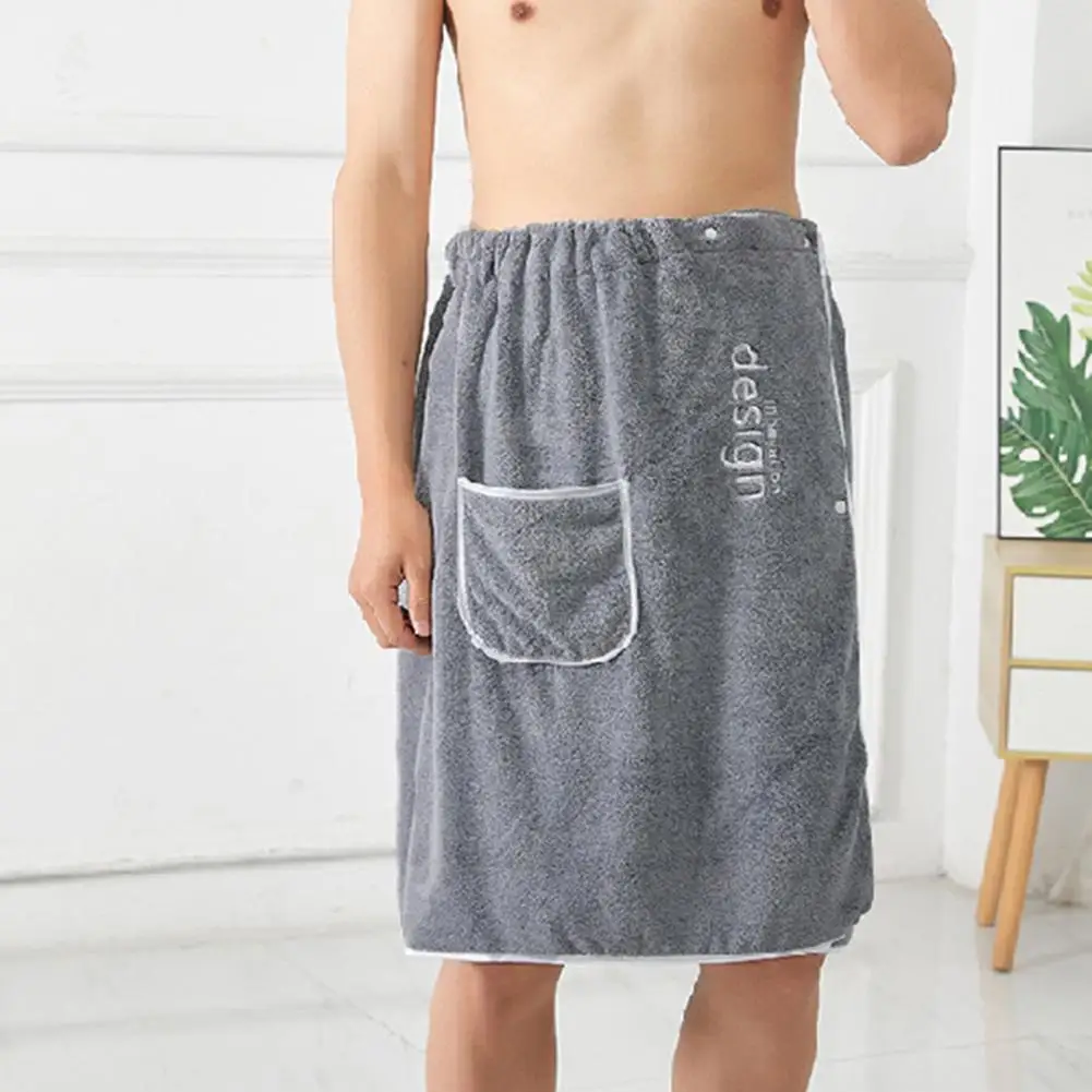 Serviette de bain absorbante en microcarence pour homme, séchage rapide, serviette ronde avec structure sécurisée et poche réglable pour salle de