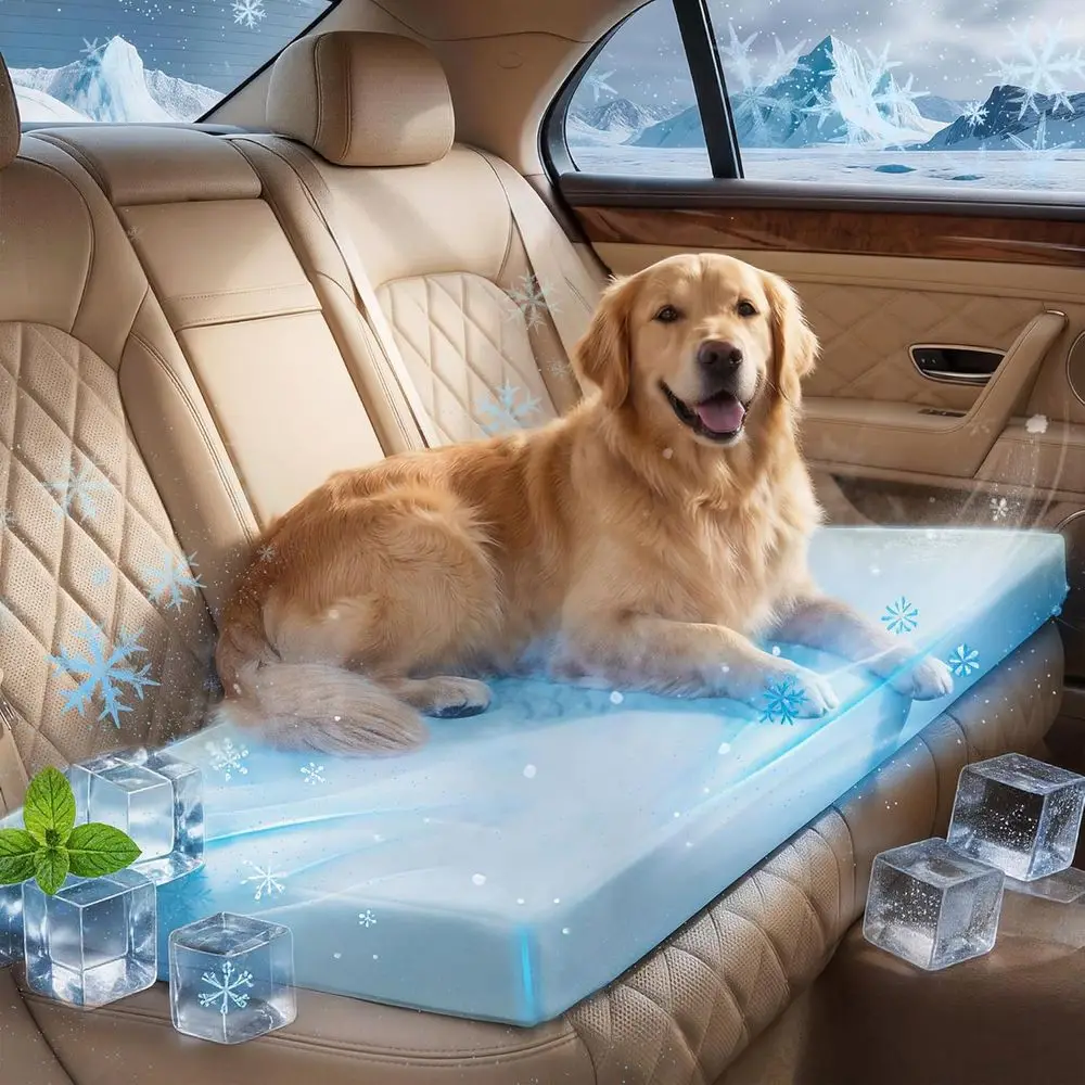 Blue Waterproof Dog Car Seat Cushion with Removable, Washable Cover, Non-Slip Bottom, 54L x 24.8W x 2H