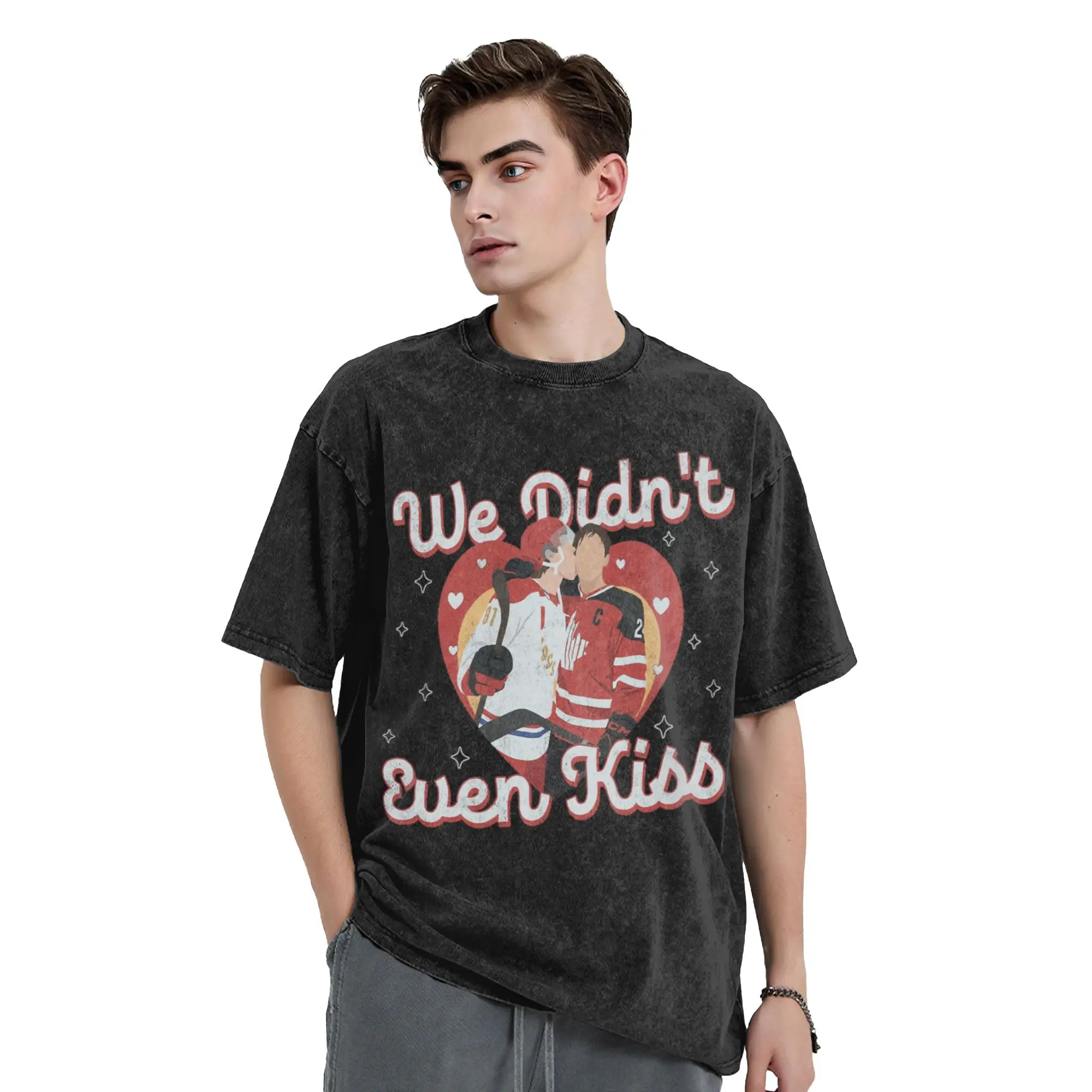 Heated Rivalry We Didnt Even Kiss T Shirt Hip Hop Washed 100% Cotton Oversize T-Shirt  Vintage for Men Women Streetwear Tees