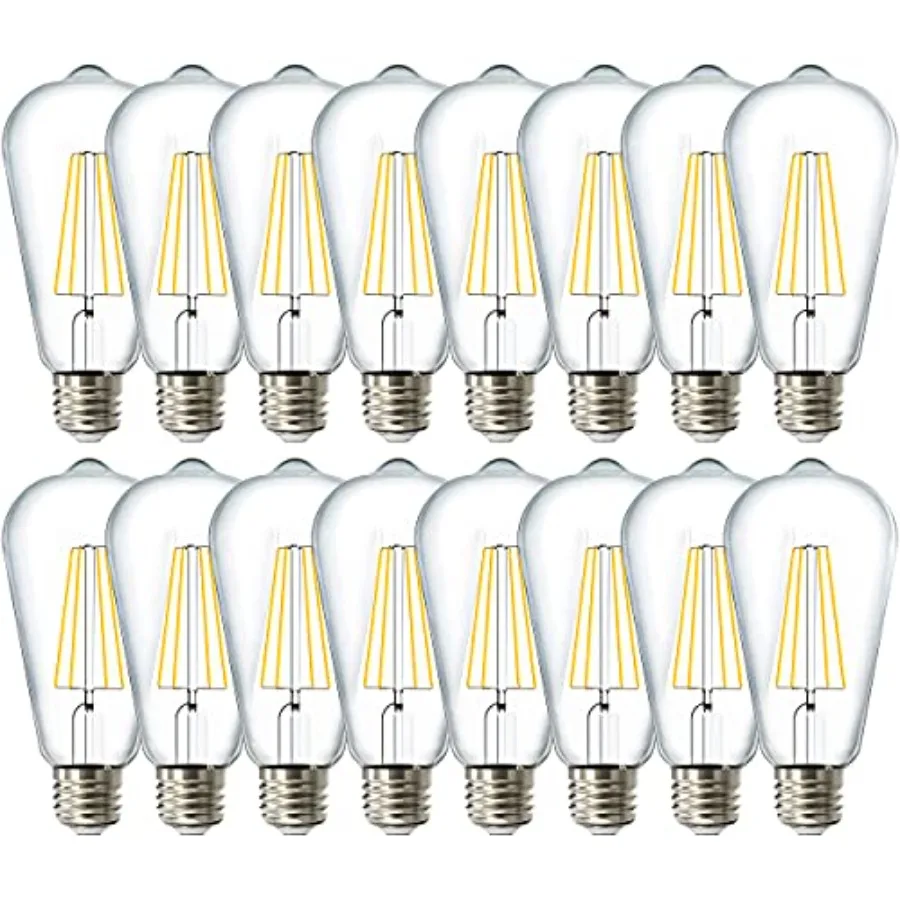 Sunco Edison Bulbs LED ST64, Clear Vintage Filament Waterproof Bulb, 800 LM, 8W 60W Equivalent,ST19, 5000K Daylight, E26 Medium