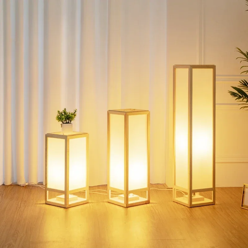 

SANDYHA Japanese Solid Wood LED Floor Lamp Standing Light for Living Room Bedroom Bedside Dining Table Lighting Modern Home
