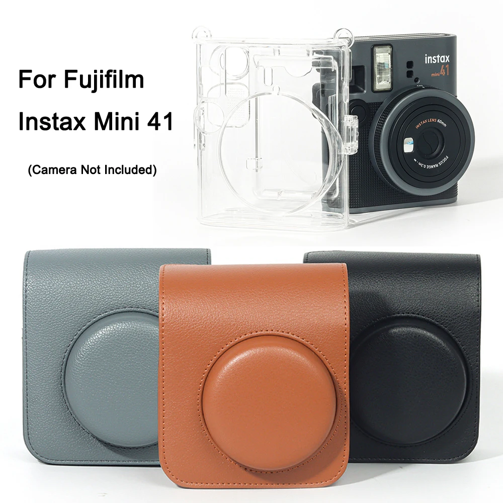 For New Fujifilm Instax Mini 41 Instant Film Camera PU Leather Bag Case Cover Shell with Shoulder Strap