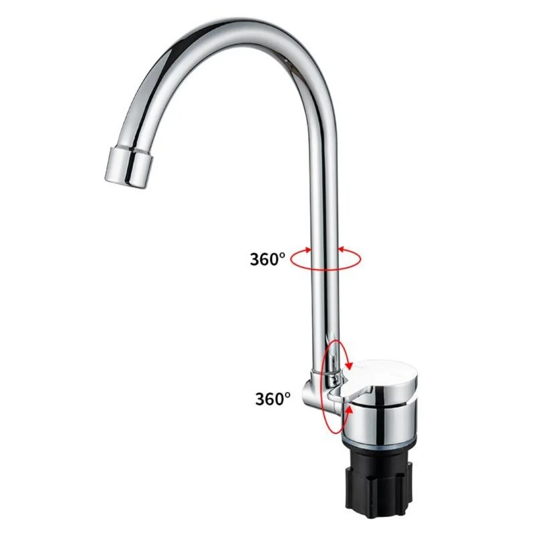 Foldable RV Faucet Rotation 9/16 Inlet Thread Single Handle Cold & Hot Water Mixer Copper Faucet for RV Deck