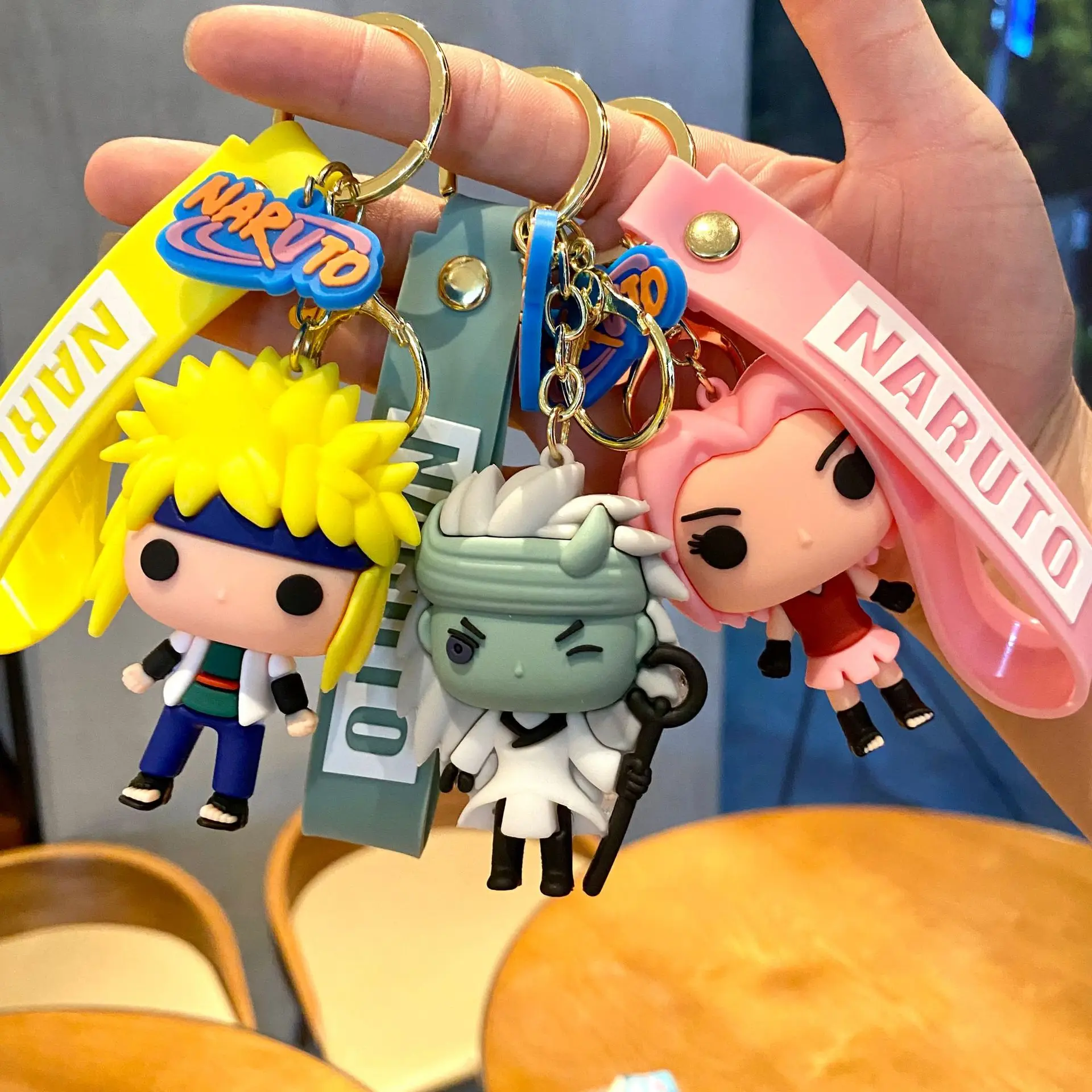 Naruto Anime Figures Naruto Sasuke Kakashi Itachi Jiraiya PVC Keychain Bag Keyring Charm Accessories Kids Toys Birthday Gifts