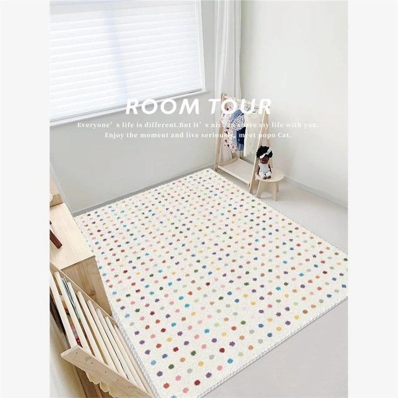 Color Polka Dot Carpet Cute Home Rugs Livingroom Sofa Floor Mat Children's Room Plush Baby Crawling Mat Large Carpet Custom