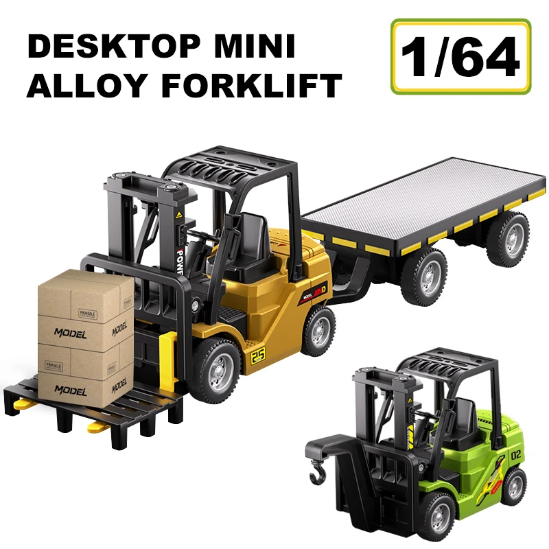 1/64 Desktop Mini Legierung Gabelstapler 2,4G Fernbedienung Rc Gabelstapler Kran 2in1 Abschleppplatte Engineering Maschine Unterstützung APP Steuerung