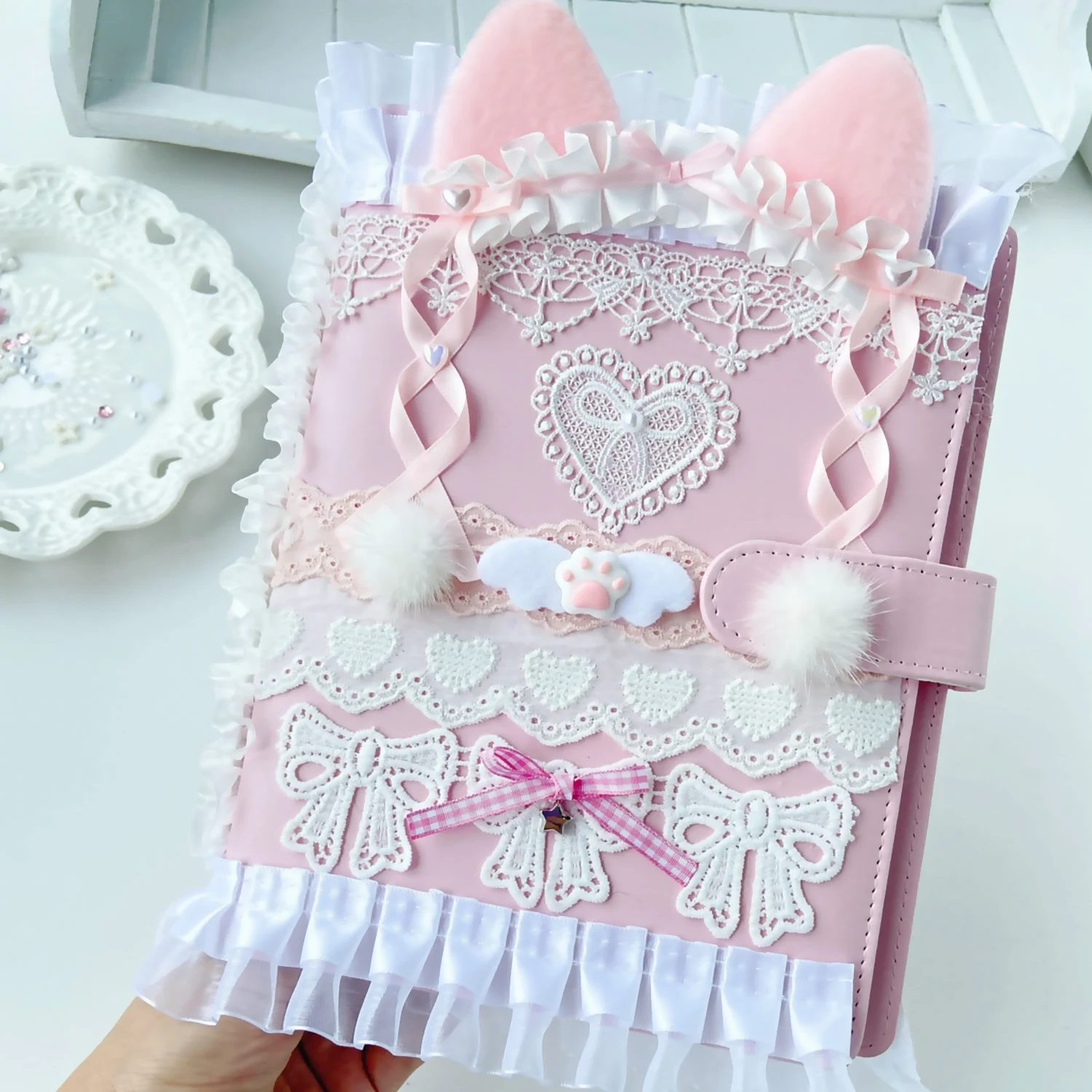 Imagem -02 - Poca Kpop Photocard Álbum a5 Lace Notebook Capa Bordado id Capa Anime Titular Ring Armazenamento Binder Coisas Coisas Idol Cartões