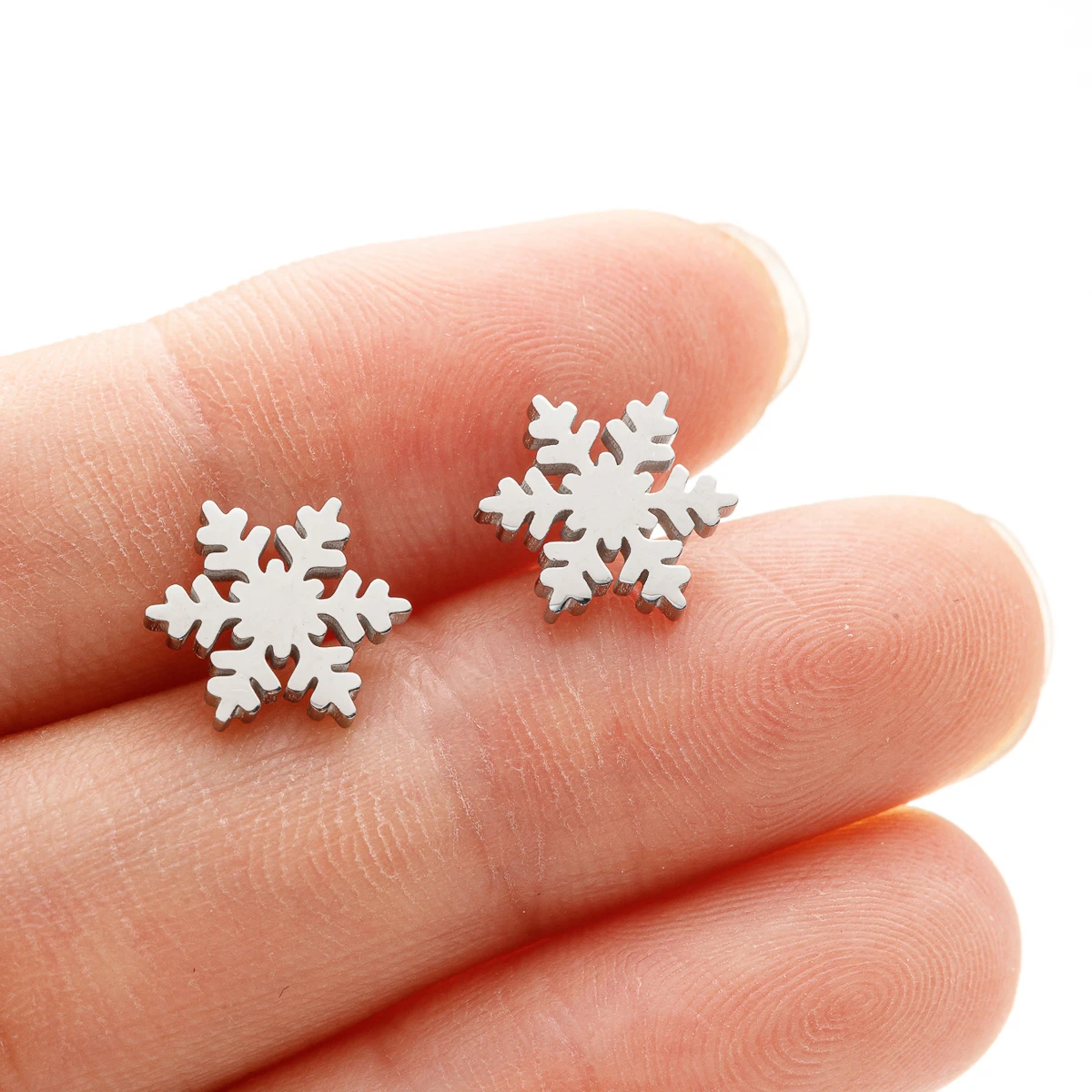 Hohe Qualität Edelstahl Ohrstecker Mädchen Schneeflocke Elch Hirsch Silber Farbe Tragus Piercing Damen Ohrringe Weihnachtsgeschenke – Detail 6