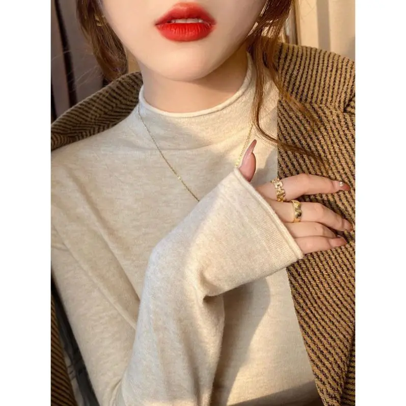 

Облегающая трикотажная основа irt Long Sve f с высоким воротником, осень-зима, новинка, внутренняя одежда, женский модный свитер