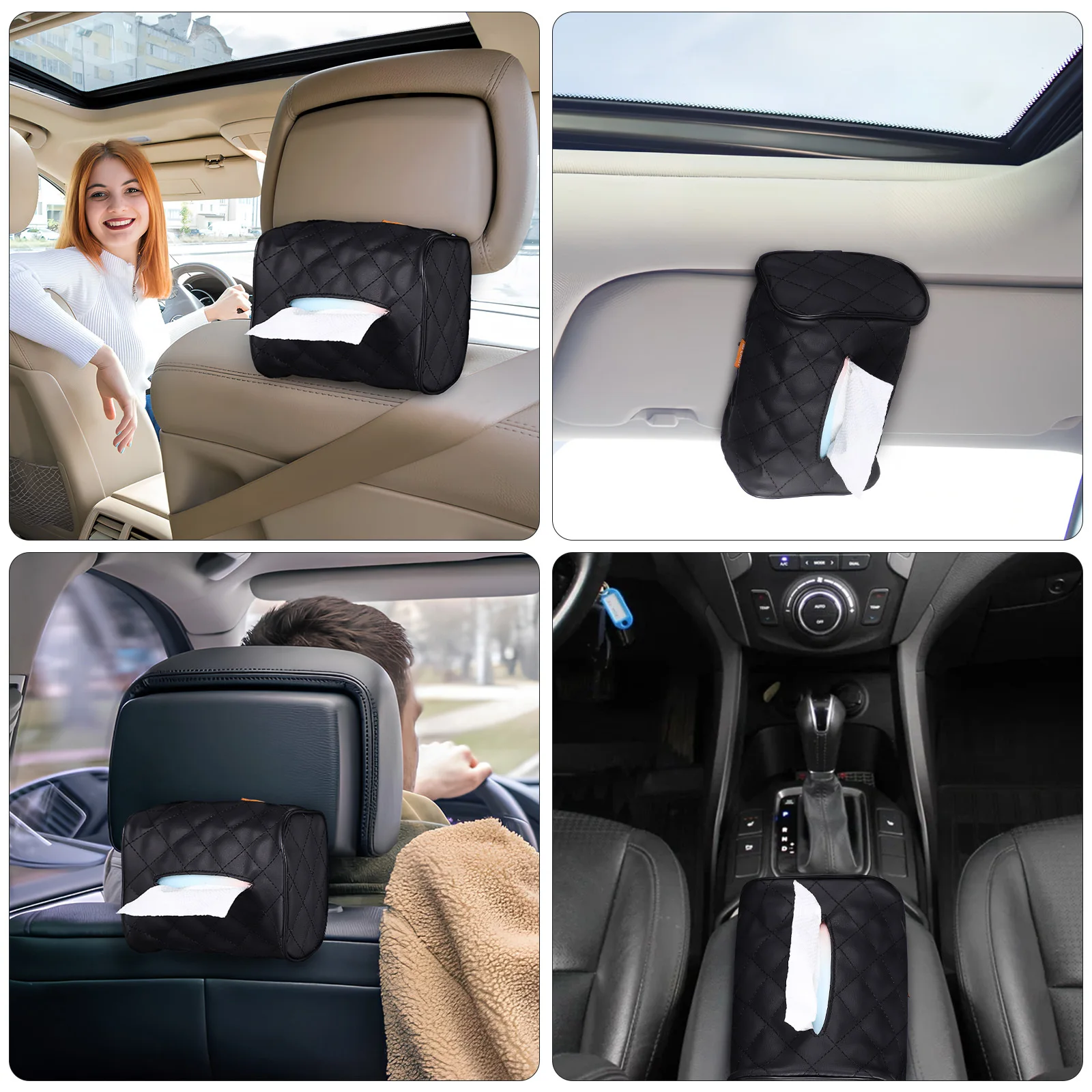 

Car Tissue Holder Compact Space-Saving Design For Headrest Visor Armrest Easy Access Soft Edge Modern Universal