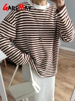 T-shirt Rayé à Manches sulfpour Femme, 95% Coton, Noir et Blanc, Décontracté, Basique, Vintage 3