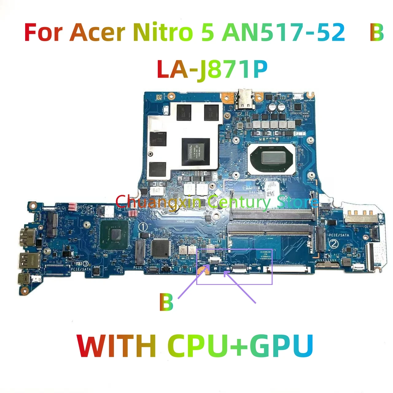 Geschikt voor Acer AN515-55 AN517-52 laptop moederbord FH51M LA-J871P met I5-10300H I7-10750H GTX1650/1650TI 4GB GPU 100% Test