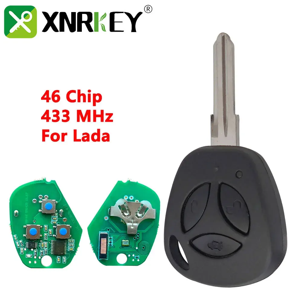 XNRKEY 3 Button Remote Car Key 46 Chip 433Mhz for Lada Granta Priora Vesta X-Ray XRay Sedan Sport Kalina