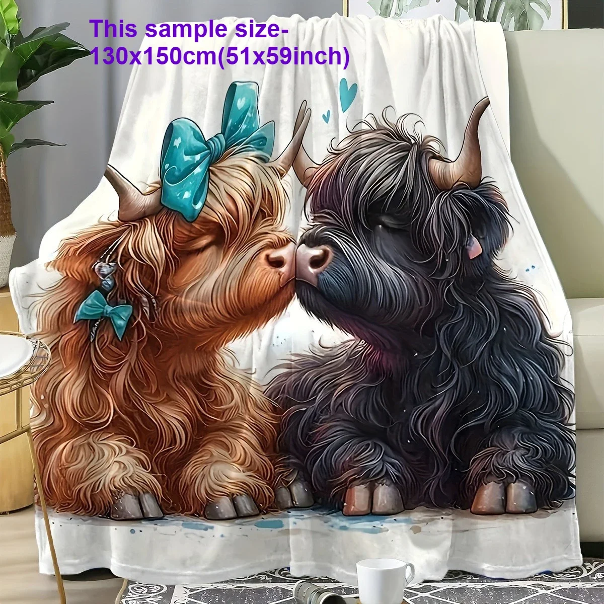 1PC Cute Highland cow Blanket For Boys Girls Girlfriend Anniversary Birthday Gifts Festival Gifts Soft Blankets Four season use