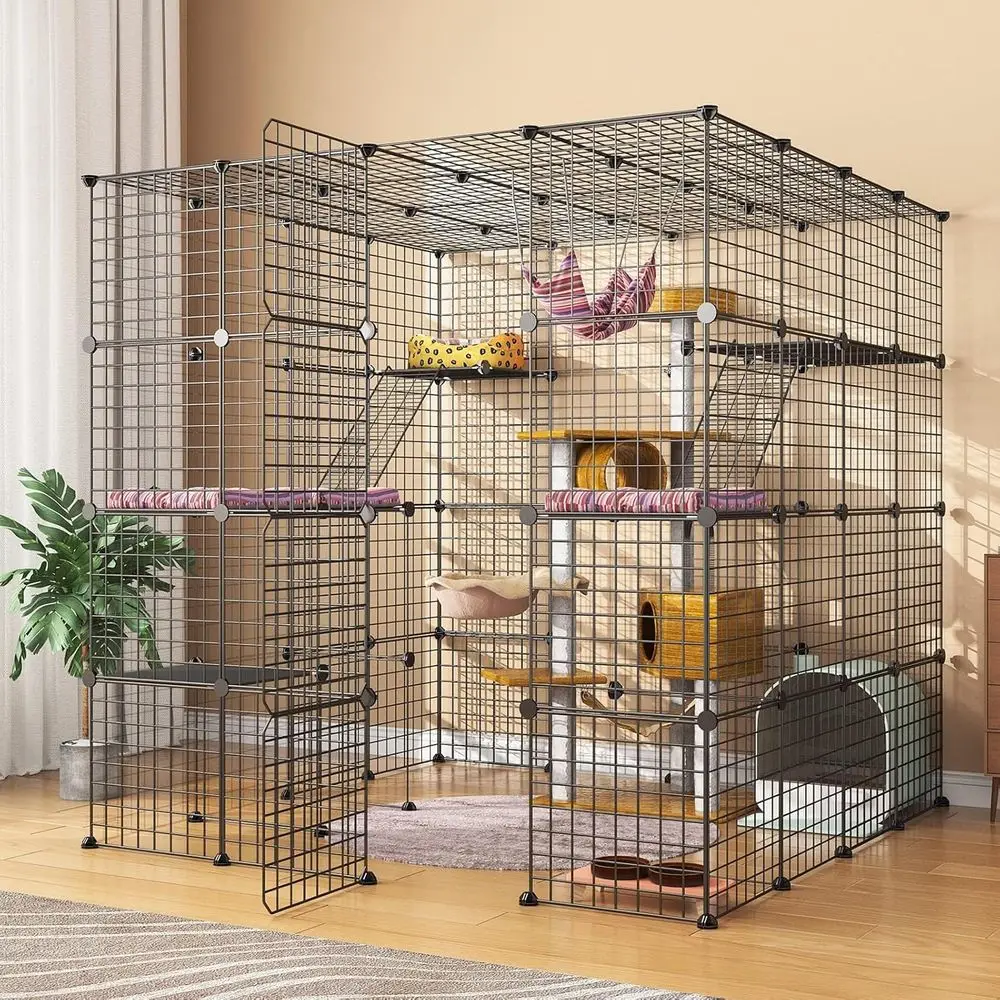 

Большая клетка для кошек, домашний манеж для кошек, металлическая проволока, ящик для питомцев, клетка для маленьких животных или котенок, морская свинка, кролик и шиншилла, идеально подходит или