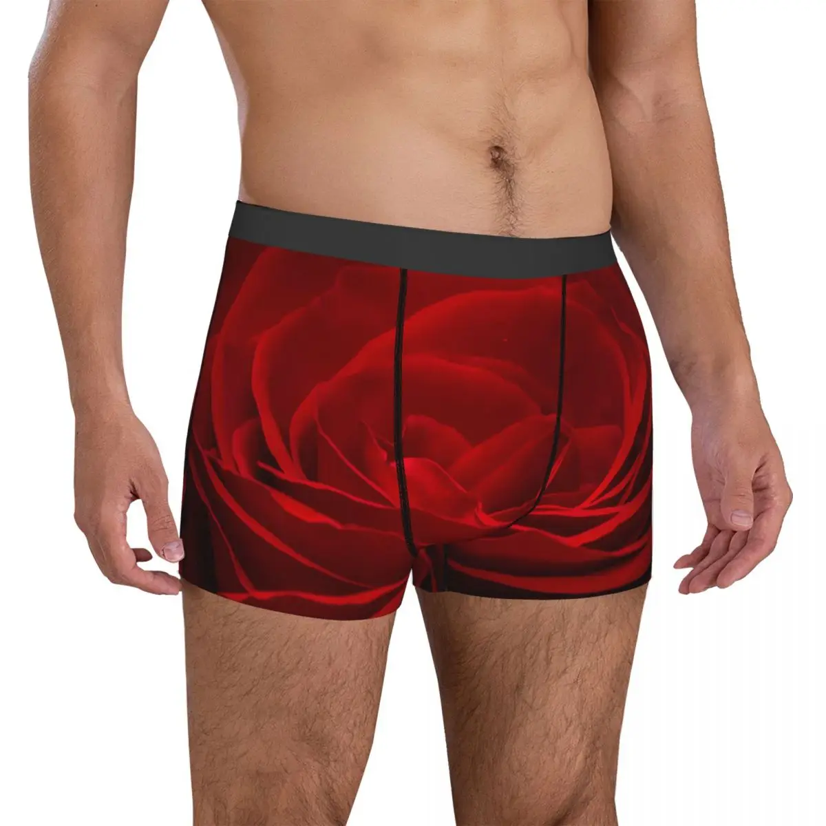 Sous-vêtements College de fleurs pour hommes, caleçons, caleçons, tronc commandé par sublimation, culottes chaudes, grande taille, rose sanguine rouge