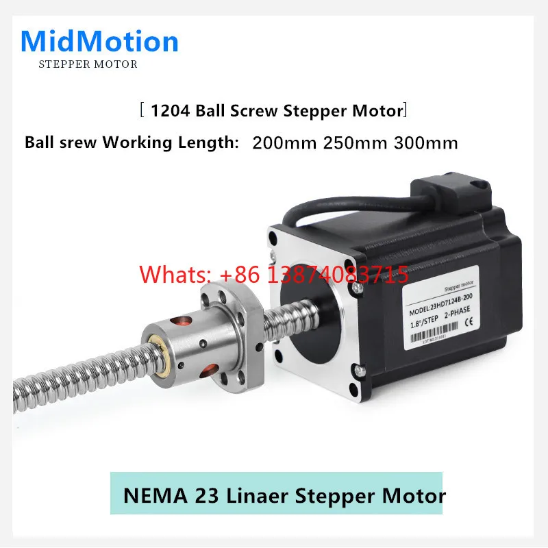 

Linear stepper NEMA 23 stepper motor with ball screw 76mm 3A 2.3Nm motor 200mm 300mm 1204 ball screw