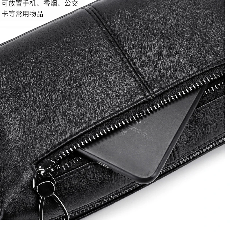 Portefeuille en cuir de vachette véritable pour homme, longue fermeture éclair, pochette mince, sac à main avec porte-cartes, sac de téléphone, homme