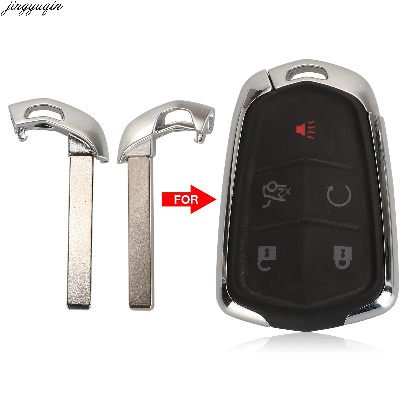 Jingyuqin Remote Car Key Uncut Blade For Cadillac Escalade ESV 2015-2019 Smart Fob Case Replacement