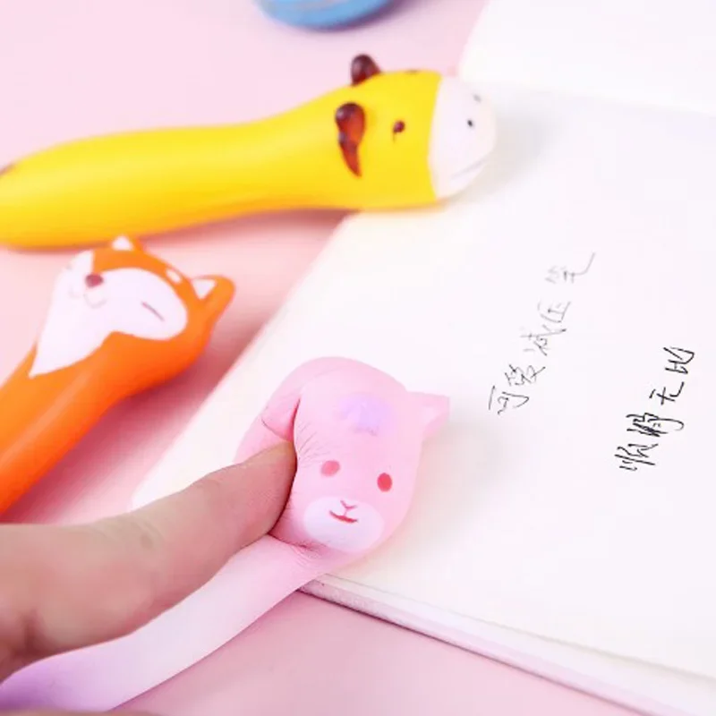 6 قطعة قلم الكتابة الإبداعية القرطاسية لطيف Kawaii الأسود هلام القلم الحيوان شكل الإجهاد المخلص قلم حبر جاف مكتب المدرسة التموين