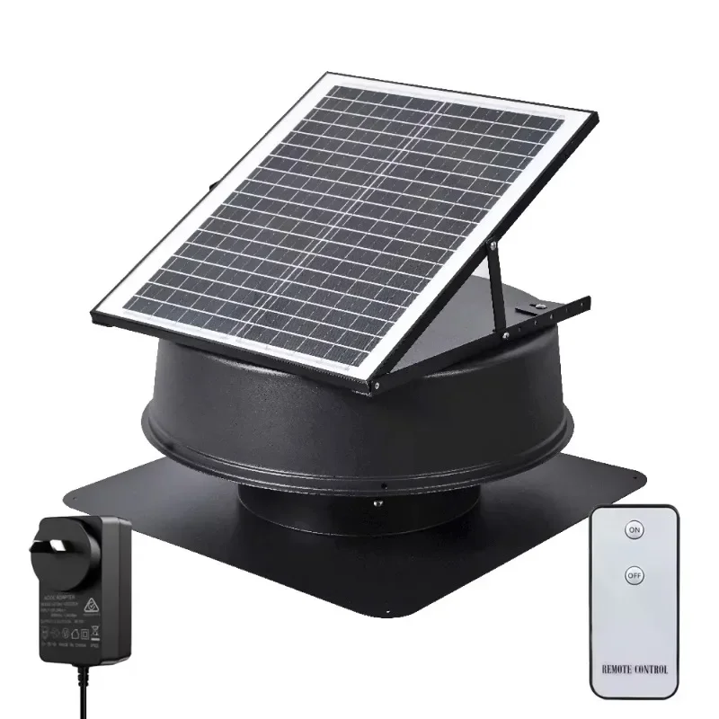 Home Heat Extraction Roof Air Ventilation High Speed Attic Big Vent DC 15V Solar Power Roof Exhaust Fan with Simple Control