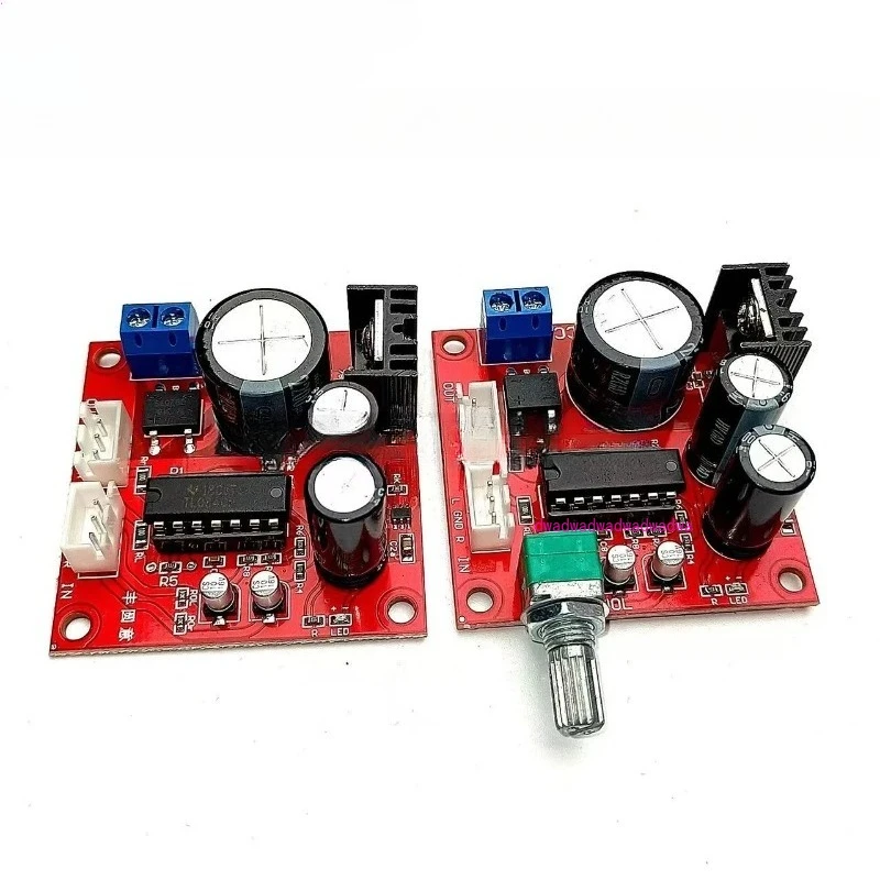 

Оригинальная двухканальная плата предусилителя с четырьмя операционными усилиями TL084, плата предусилителя аудиосигнала уровня лихорадки, один источник питания