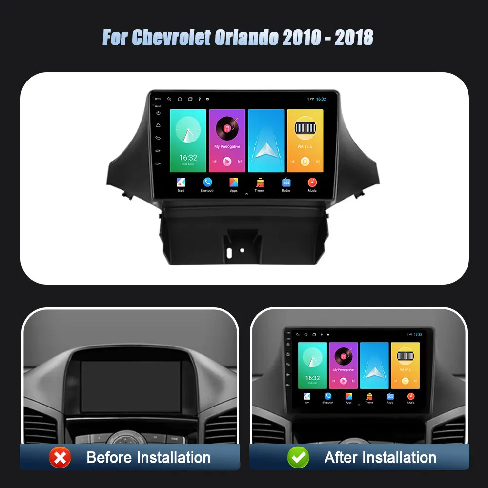 Android 14 For Chevrolet Orlando 2010-2018 Wireless Carplay Stereo Car Radio Multimedia Navigation Player 2DIN WIFI Head Unit