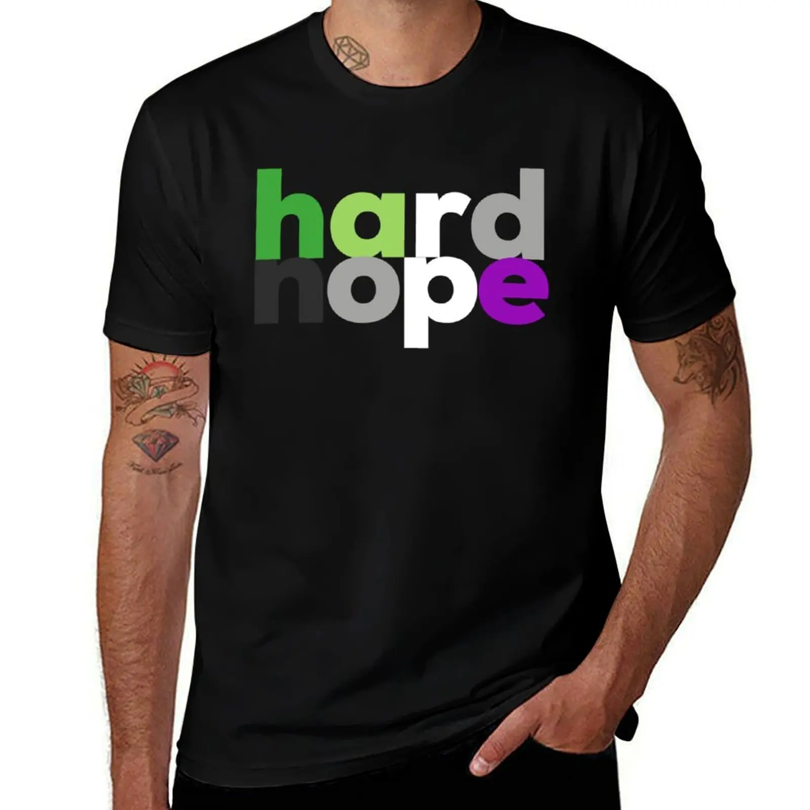 hard nope. Aroace Pride T-Shirt cotton t shirts man 100% T-Shirt