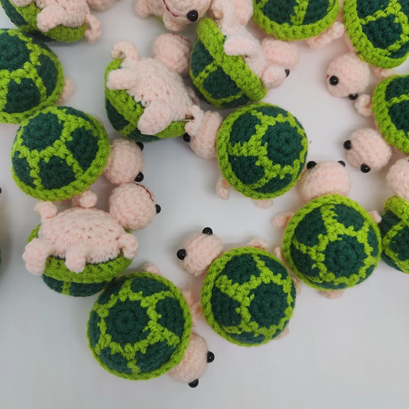 1PCS Handmade Crocheted Adorable Turtle Keychain Knitted Sea Turtle Plush Toy Hanging Ornament Backpack Handbag Decor Gift