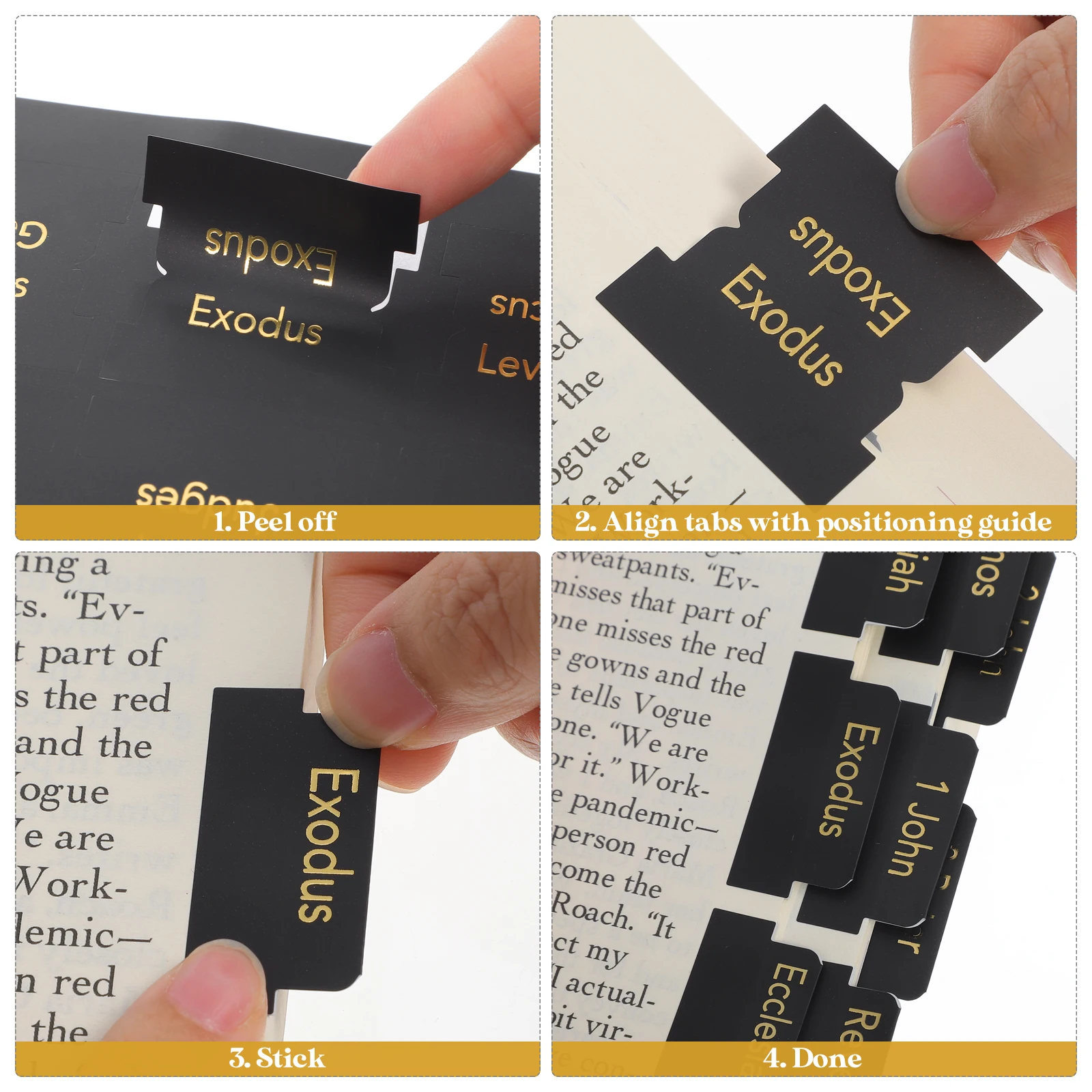 5 Sheets Bible Index Tags Adhesive Tabs Reading Writable Mini Page Sticky Black