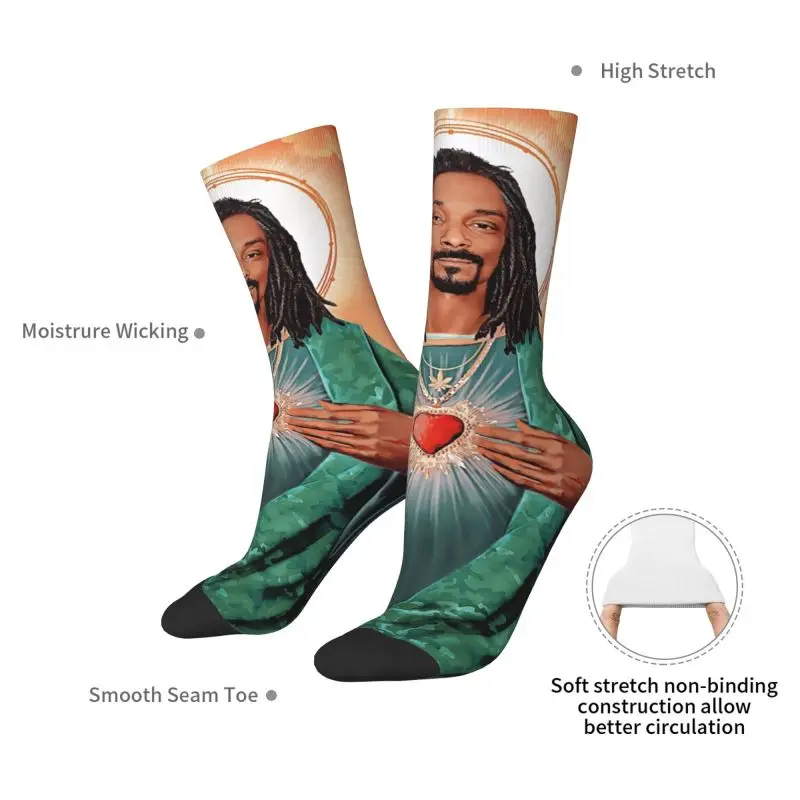 جوارب سنوب دوج ميوزيك مغني الراب للرجال والنساء، جوارب دائرية دافئة ومضحكة