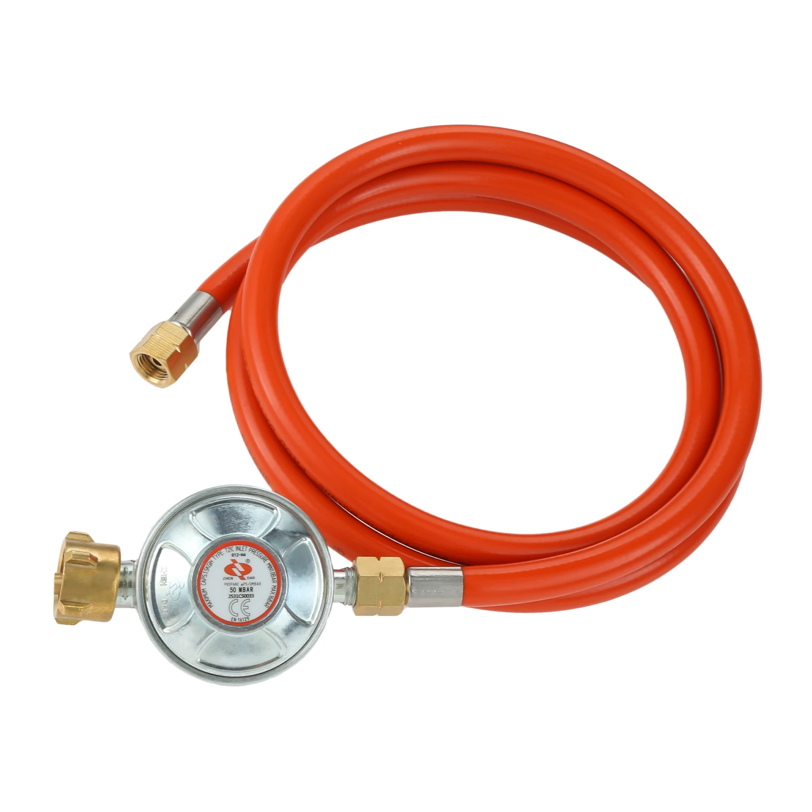 Hose Regulator Set 150 cm Hose + 50 mbar Pressure Regulatorfor Gas Grills 1/4 Inch Left Thread Pressure Regulator