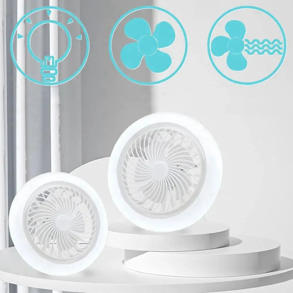 

Energy Efficient 2-in-1 LED Fan Light Remote Control Smart LED Lamp Bead Silent Creative E27 Screw Fan Light Restaurant