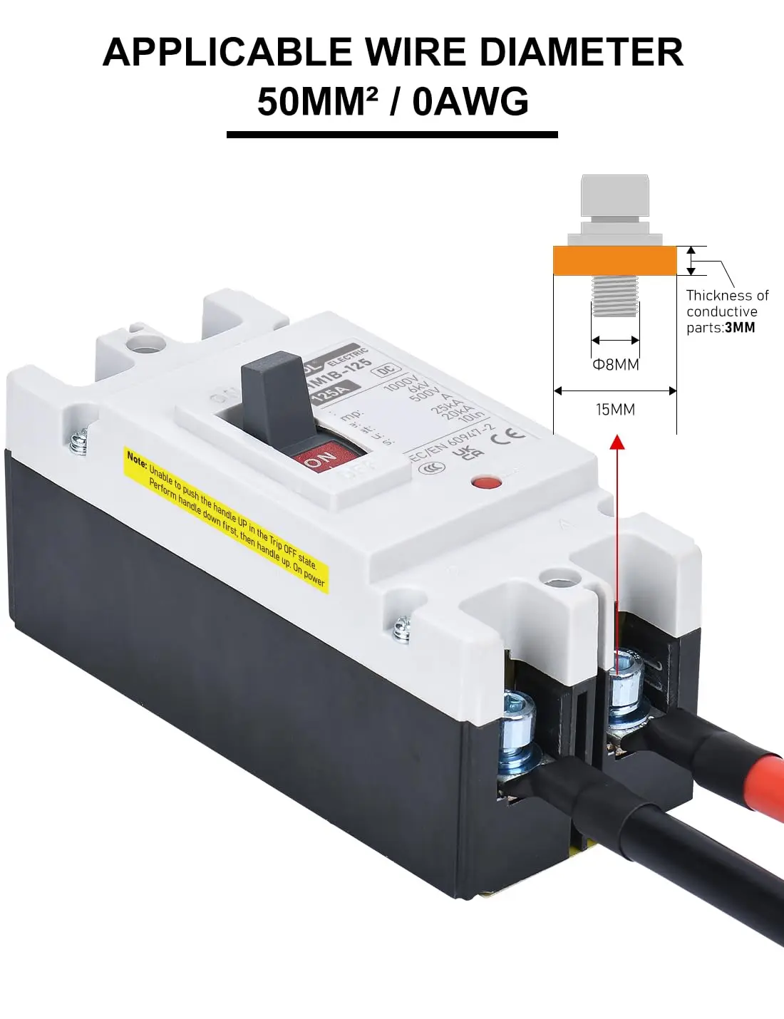 Premium 125A DC Circuit Breaker, Battery Disconnect Switch for Solar System and Power Station view 5