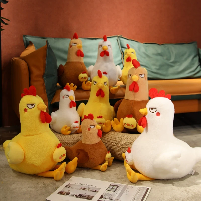 Creative Chicken Plush Toys Soft Stuffed Animal Cock Furry Doll 45-65CM Children Sleeping Chick Pillow Kids Boys Birthday Gifts