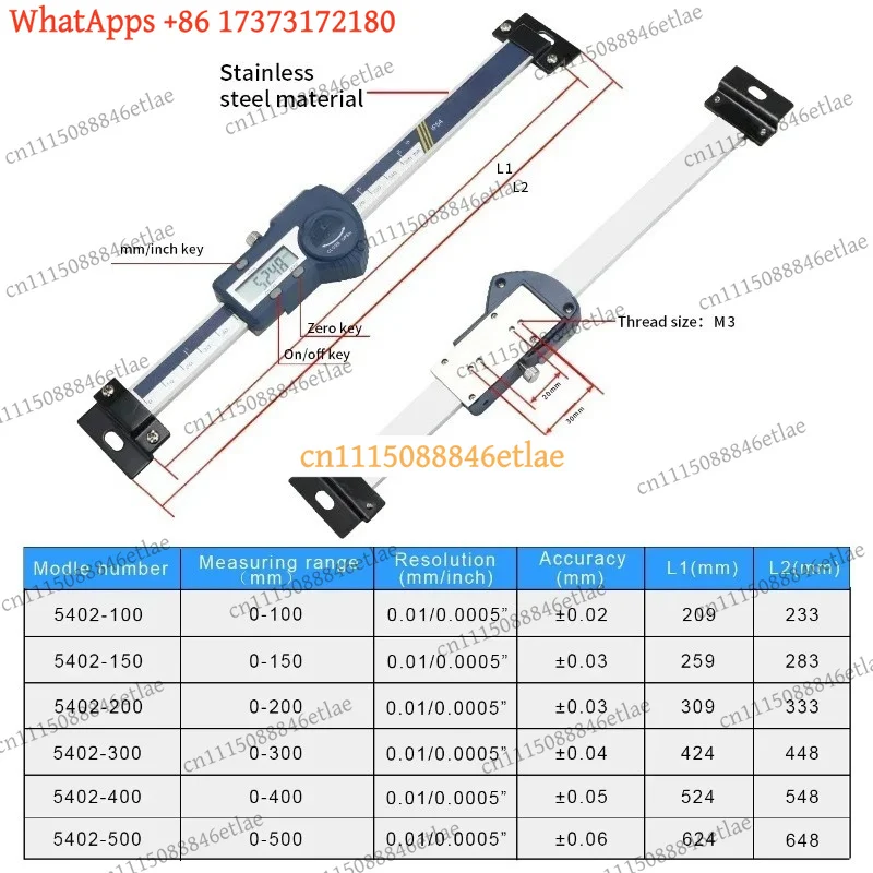 Universal Digital Stainless Steel Linear Scale Ruler 0-100/150/200/300mm Horizontal Type Measuring Instrument Precision Tool