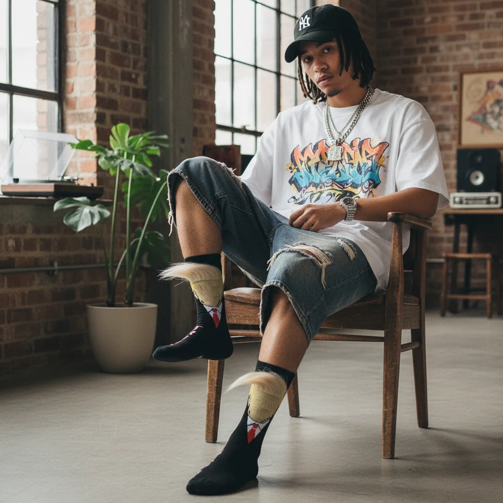 

Забавные и забавные президентские носки с 3D искусственными волосами, носки с круглым вырезом для мужской уличной одежды, носки в стиле хип-хоп