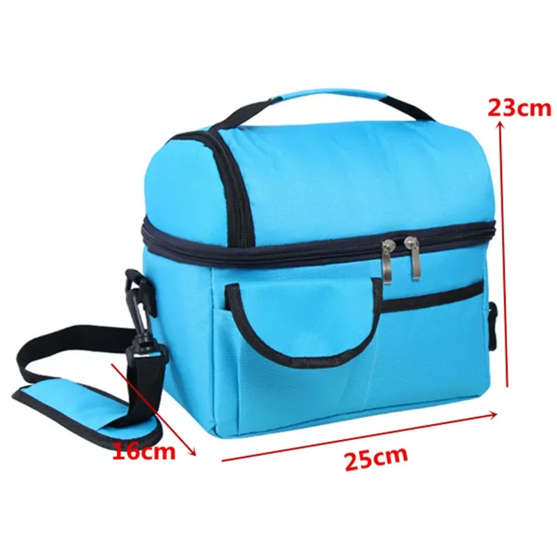 Women Kids Thermal Lunch Bag Box Double Layer Shoulder Thicker Insulated Cooler Storage Pack Weekend Picnic Food Containers New