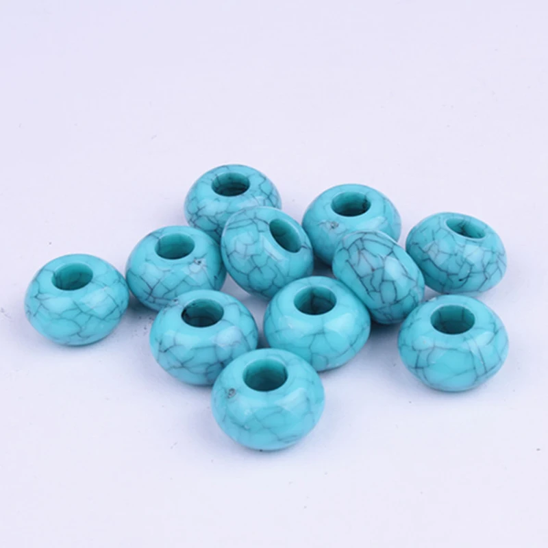 10PCS/Lot Turquoise Natural Stone Hair Braid Dread Dreadlock Beads Cuffs Rings Tube Jewelry Dreadlock Accessories