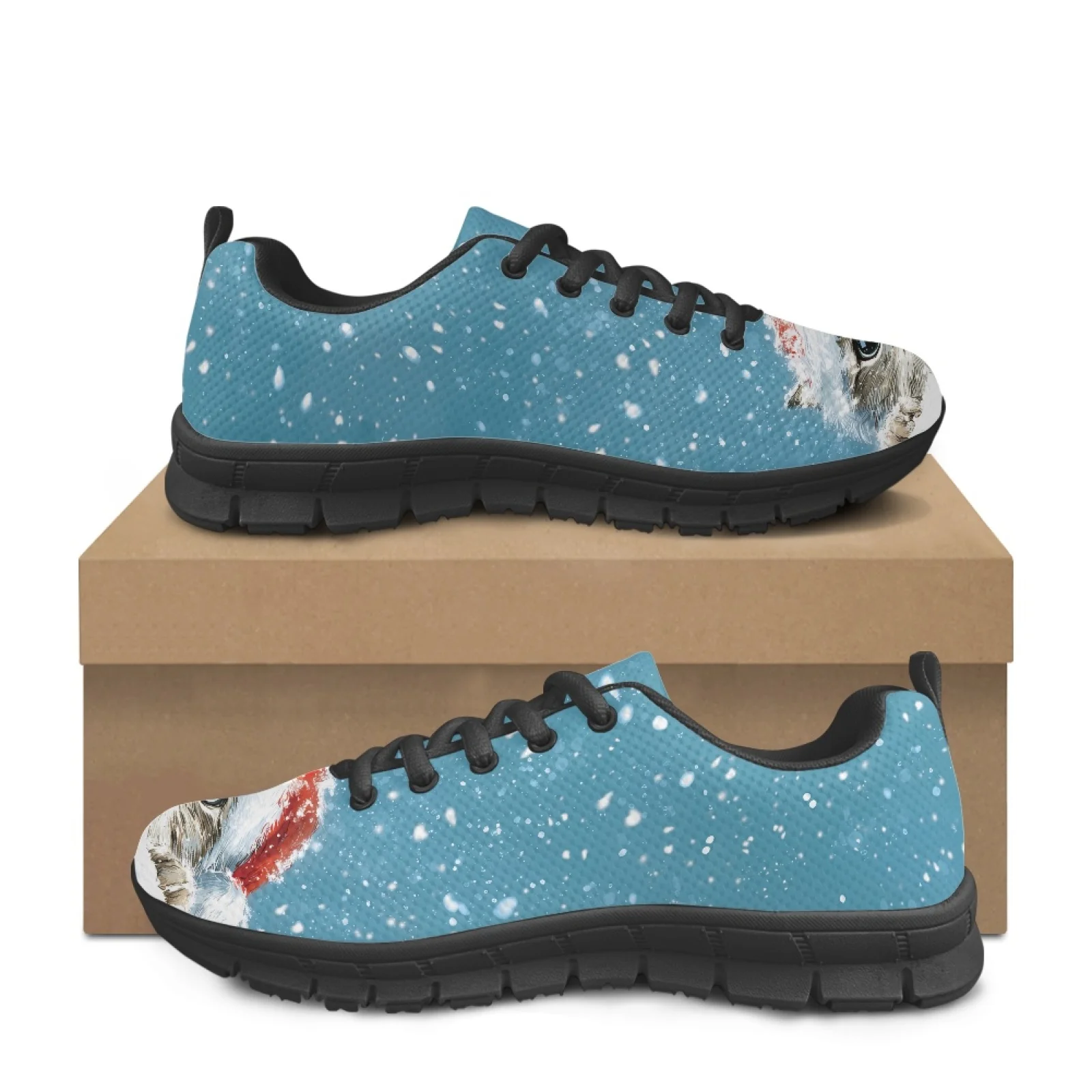 Coloranimal Christmas Cat Men Fitness Sneakers for Walking and Standing Anti-Skid Training Shoes for Travel