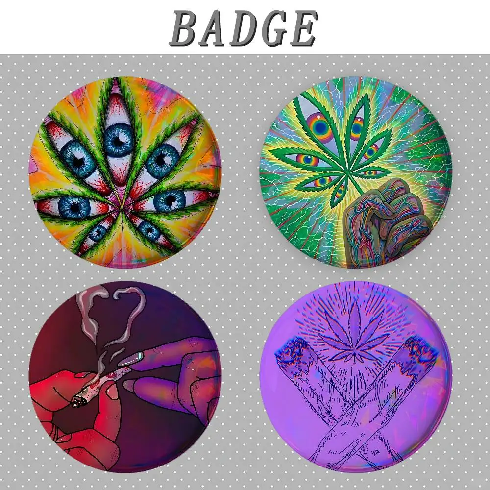 Leaf Weed 420 Smoking Badges Fashion New Hip Hop Versatile Round Metal Badge Cartoon Pin Gift Wholesale