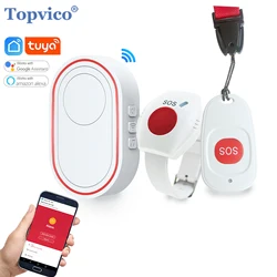 Topvico Tuya Pulsante antipanico di emergenza WIFI per allarme anziani Bracciale SOS Wireless Assistente cercapersone Orologio Chiamata Avviso caduta senior