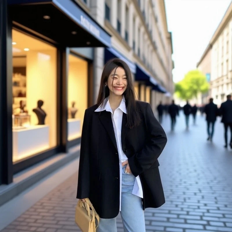 

Women'S Modern Blazers Season Preppy Bf Japanese Uniform Literary Brazer Chinese Apricot Floral Tassels Fringed Beaded