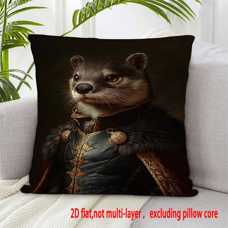 Dramatic Badger Portrait Throw Cushion Cover 40x40cm Woodland Wildlife Animal Art Pillowcase Home Decor Aesthetic Accent