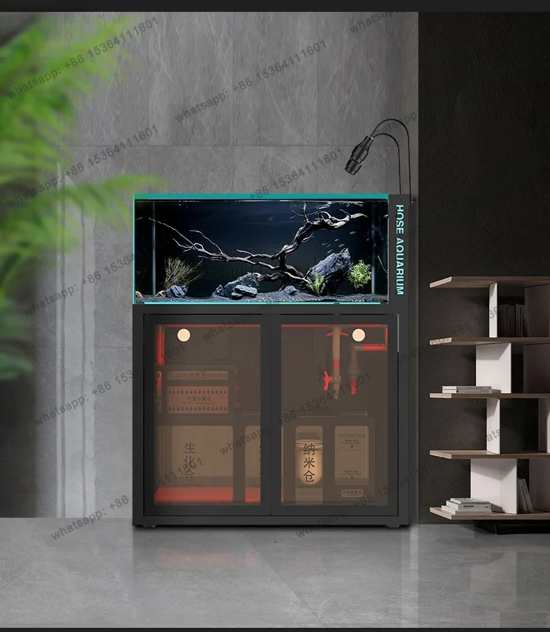 Fish Tank Aquarium Bottom Filter Living Room Ultra Clear Glass Backpack  Overflow Ecological Marine Tank Aquatic Plant Tank