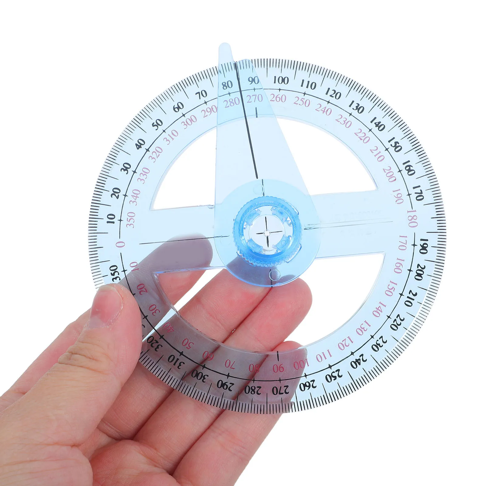 5Pcs 360 Degree Plastic Protractor Circular Geometry Protractor with Precision Pointer for Classroom Drafting Engineering Math